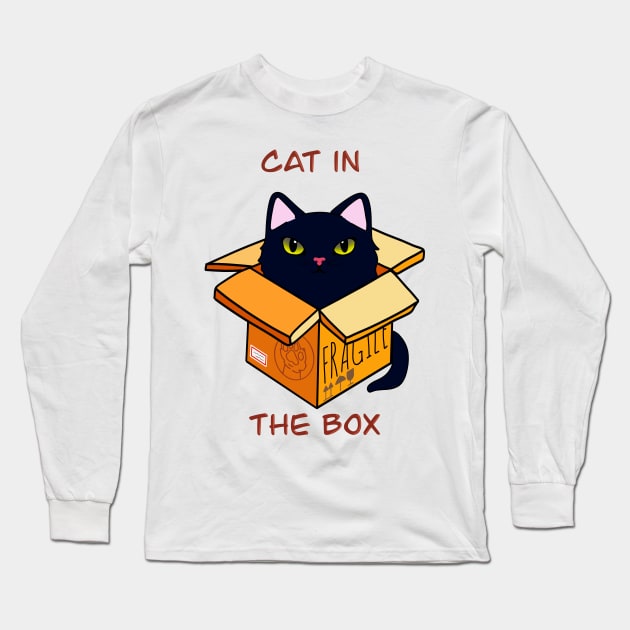 Cat in the box Long Sleeve T-Shirt by FrostyPaperArts